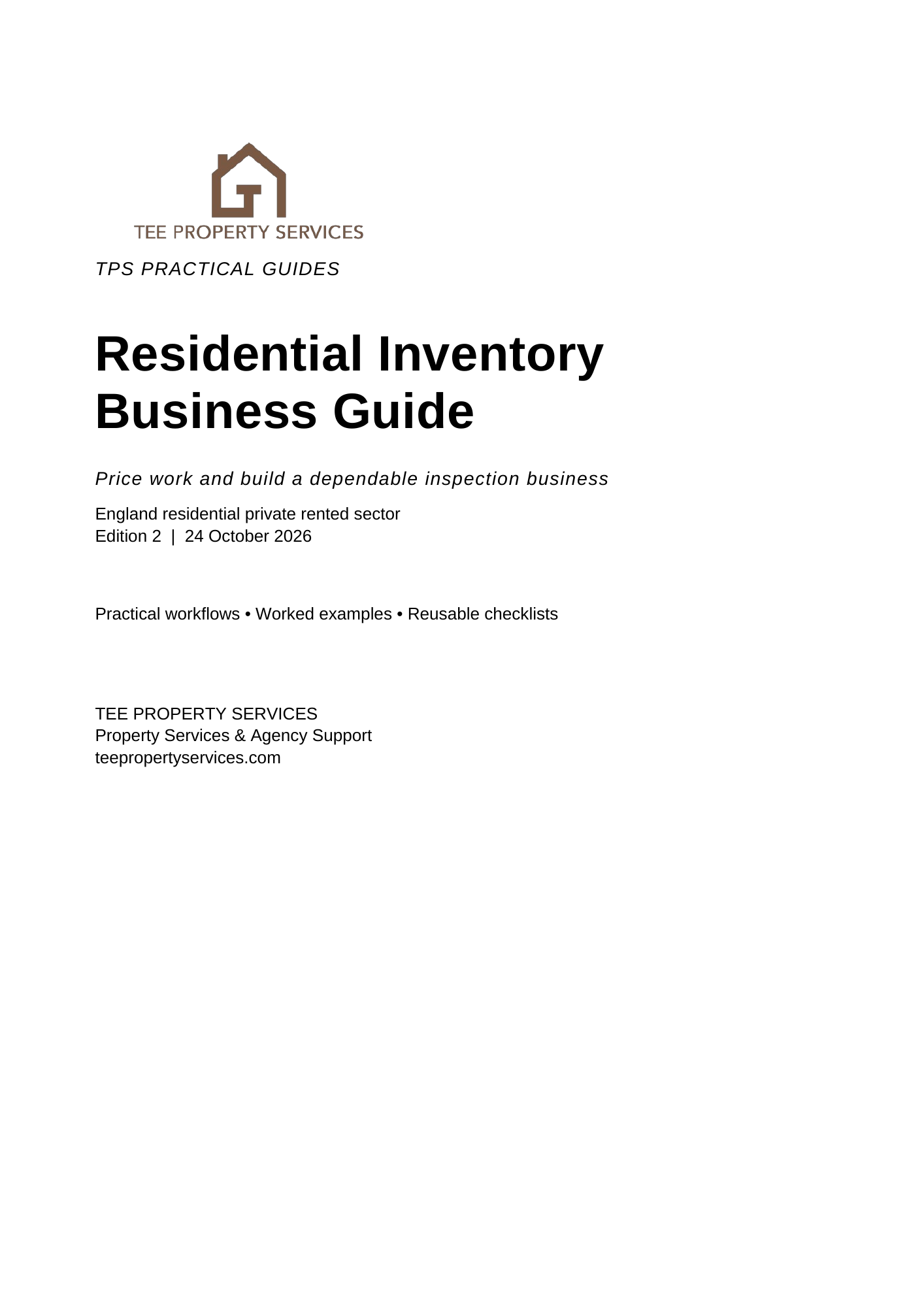 Residential Inventory Business Guide cover — TPS October 2026 edition